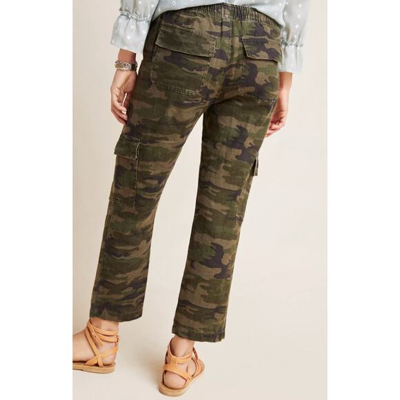 SANCTUARY X Anthropologie Discoverer Linen Camo Cargo Pants Size Medium - Picture 2 of 11